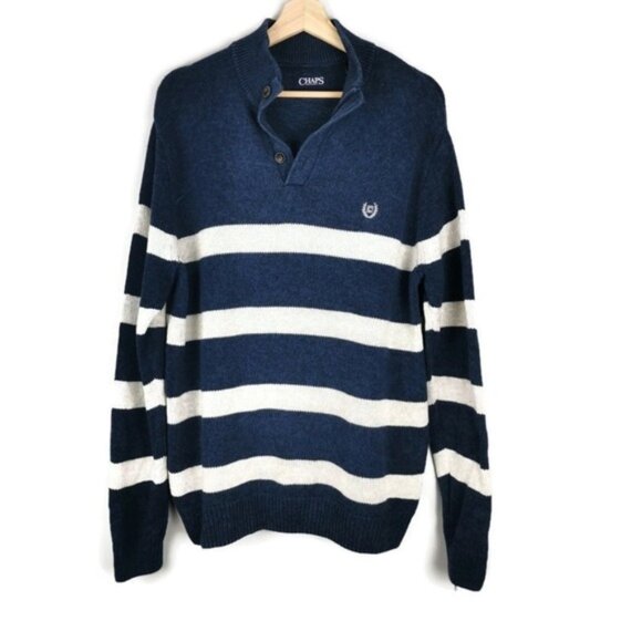 CHAPS Knit Sweater Stripes Large - Picture 1 of 5